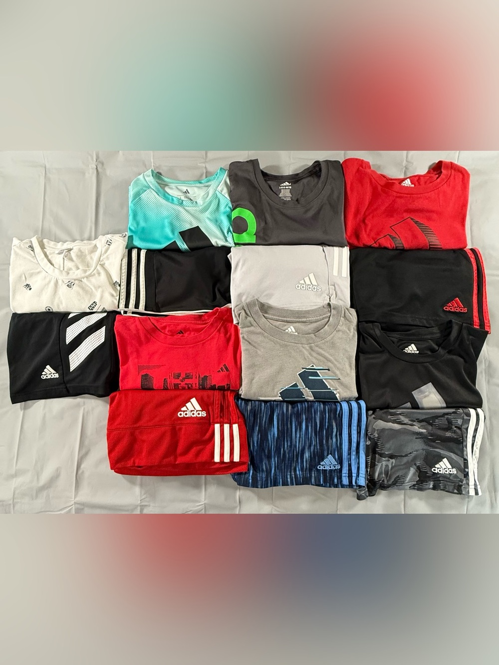 Boy’s Adidas Athletic/Sport Clothing Lot 14PCS-Size Large 14-16 Shorts/T-Shirts